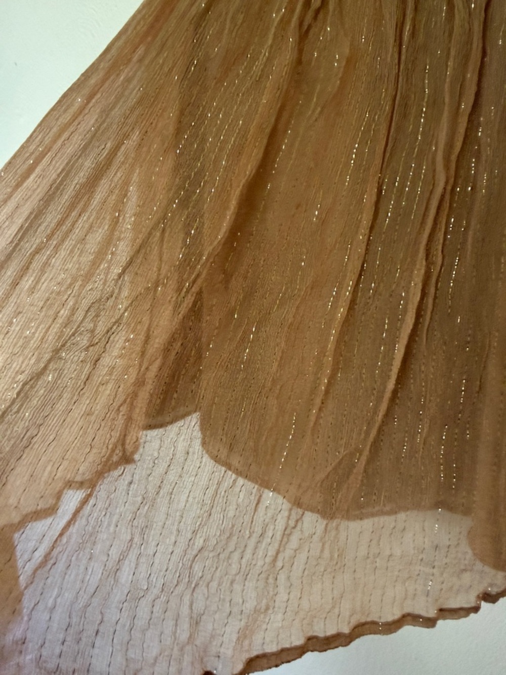 Allison Taylor Bronze-Brown A-Line Skirt with Gold Waist Trim - Picture 3 of 10